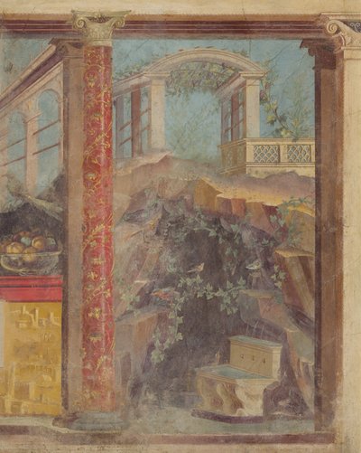 ボスコレアーレの別荘の小部屋の壁画、紀元前50〜40年頃 作： Roman Republican Period