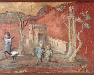 田園風景を描いた古代ローマのフレスコ画 作： Roman Roman