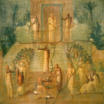 ポンペイの「イシス教団の儀式」（フレスコ画 作： Roman Roman