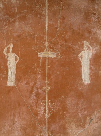 ポンペイ第三様式による赤地の装飾、サセルドゥス・アマンドゥスの家、ポンペイ、カンパニア、ローマ文明 作： Roman Roman