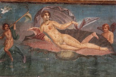 貝殻のヴィーナスの家」のフレスコ画の詳細、ポンペイ、カンパニア、ローマ文明 作： Roman Roman
