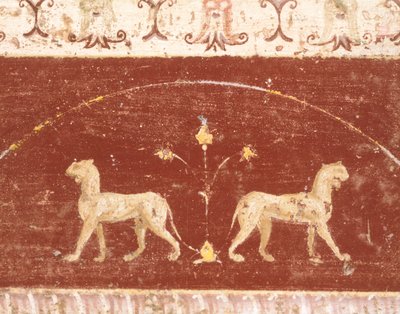 ポンペイ、カンパニア、ローマ文明、マルクス・ルクレティウス・フロントの家、タブリーノの広間のフレスコ画装飾 作： Roman Roman