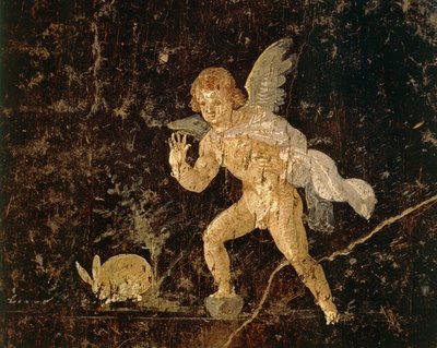 Fresko, joka kuvaa Cupidoa metsästämässä jänistä Pompejista, Napolin maakunnasta, Italiasta, roomalaisesta sivilisaatiosta 作： Roman Roman