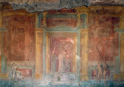 タウリスのイフィゲニア」を描いたフレスコ画、ピナリウス・セリアリスの家、ポンペイ（ユネスコ世界遺産）、イタリア、カンパニア、ローマ文明 作： Roman Roman