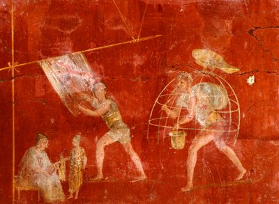 洗濯人を描いたフレスコ画（ポンペイ出土、ユネスコ世界遺産登録 作： Roman Roman