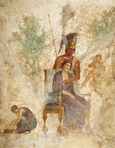 火星とヴィーナスの愛のフレスコ画、ポンペイ、カンパニア、ローマ文明 作： Roman Roman
