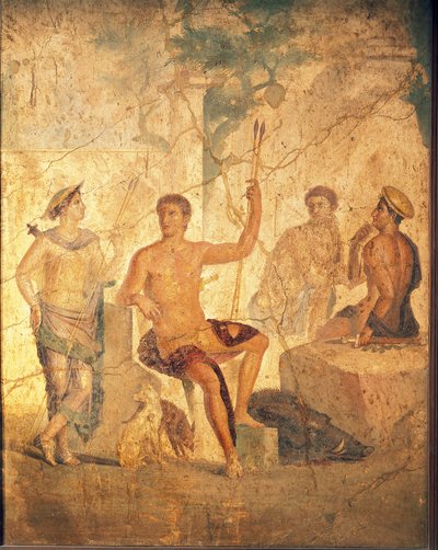 メレジャーとアタランタを描いたフレスコ画（ポンペイ出土 作： Roman Roman