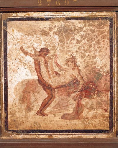 イタリア、ポンペイのエロティックな主題を描いたフレスコ画 作： Roman Roman