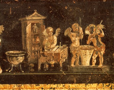 ヴェッティの家のフレスコ画、ポンペイ、カンパニア、ローマ文明 作： Roman Roman