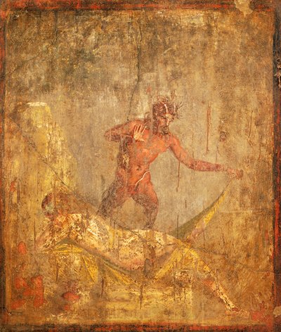 ポンペイのニンフとパンを描いたエロティックな主題のフレスコ画（ユネスコ世界遺産登録 作： Roman Roman