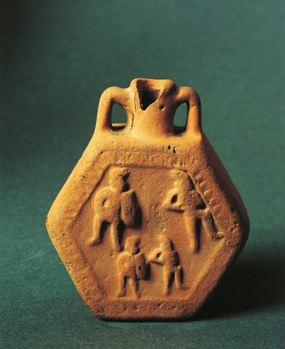 剣闘士を表現したヒップフラスコ エミリア・ロマーニャ州（陶器 作： Roman Roman