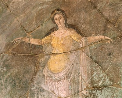 イタリア、カンパニア地方、ナポリ県、ポンペイ、アマンダス司祭の家、アンドロメダを描いたフレスコ画 作： Roman Roman