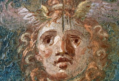 ゴルゴンの頭を持つメダリオン、ポンペイ、ヴェッティの家の右翼（ユネスコ世界遺産リスト 作： Roman Roman