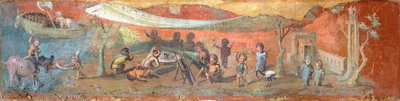 ナイル川沿いのピグミー族のいる風景を描いた石膏画、56x217cm、ポンペイ出土（ユネスコ世界遺産登録 作： Roman Roman