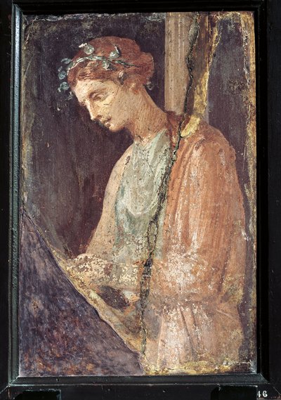 イタリア、カンパニア地方、ポンペイの若い女性の横顔、石膏に描かれた肖像画、紀元55～79年。 作： Roman Roman