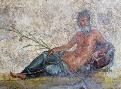 ローマ文明、イタリア、カンパニア州、ポンペイのフレスコ画、川の神 作： Roman Roman