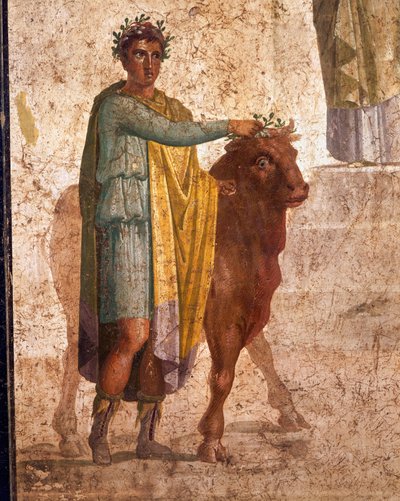 ローマ文明、ジェイソンとペリアスを描くフレスコ画。ポンペイより 作： Roman Roman
