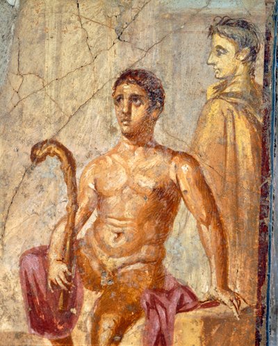 セレーネとエンディミオン、百年の家のフレスコ画、ポンペイ、カンパニア、ローマ文明 作： Roman Roman
