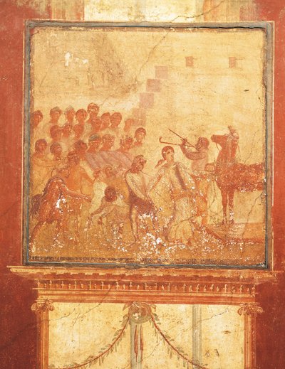 トロイの木馬、メナンダーの家のフレスコ画、ポンペイ、カンパニア、ローマ文明 作： Roman Roman