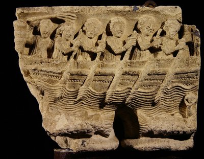 ボートの漕ぎ手を描いたツインコラムの首都 作： Romanesque