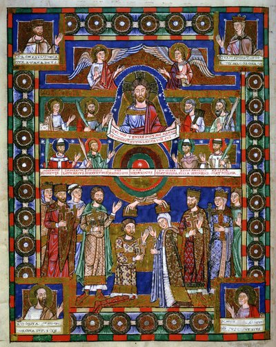 ライオンヘンリーの戴冠式とライオンのヘンリーの福音書からマチルダへの彼の結婚 作： Romanesque