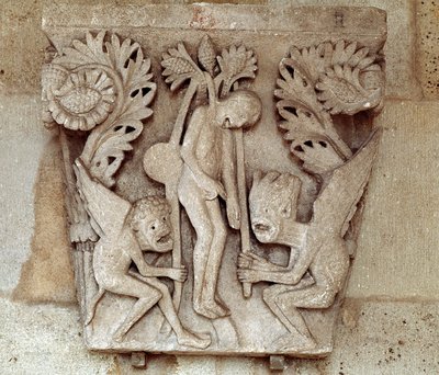 ユダの首吊り（彫刻された資本金 作： Romanesque