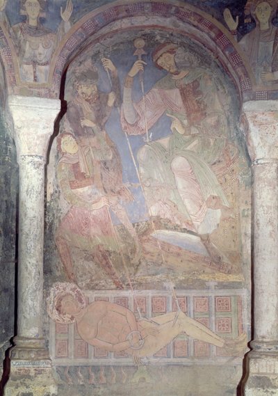 12世紀初頭のDacien県の前での聖ローレンスの殉教 作： Romanesque