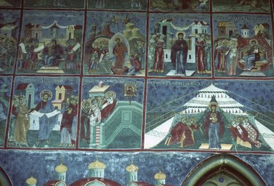 聖母への賛美歌、教会の南壁、1601年頃 作： Romanian School