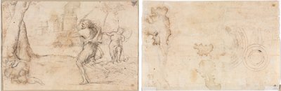 ファウストゥルスが発見したロムルスとレムス (右) 同心円 (裏) 作： Romanino