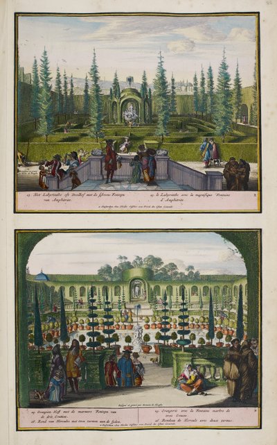 アンギャンの公園、1685年頃、「ハーグの86の計画とビューのコレクション」のイラスト 作： Romeyn de (after) Hooghe