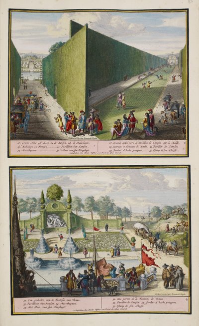 アンギャンの公園、1685年頃、「ハーグの86の計画とビューのコレクション」のイラスト 作： Romeyn de (after) Hooghe