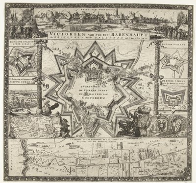 1672 年から 1673 年にかけてのフローニンゲンでのラーベンハウプトの勝利 ビクトリアン・ヴァン・シン・エクスクルーシブ。 Rabenhaupt, in Groningen and the Omlanden, int iaer 1672 and 73 (オブジェクトのタイトル) 作： Romeyn de Hooghe (attributed to)