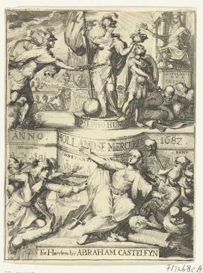 1687年頃のホランシェ・メルクリウスのタイトルページ 作： Romeyn de Hooghe (attributed to)