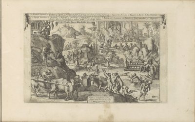 Oost-en West-Indië の Bedelaars Bedel en Slacht-Papen Afgoden der Mexicanen / Mendian Priests and Sacrifians to the Divinitea of​​ the Mexicans (オブジェクトのタイトル) 東西インド諸島とその他の場所 (シリーズ タイトル) 作： Romeyn de Hooghe