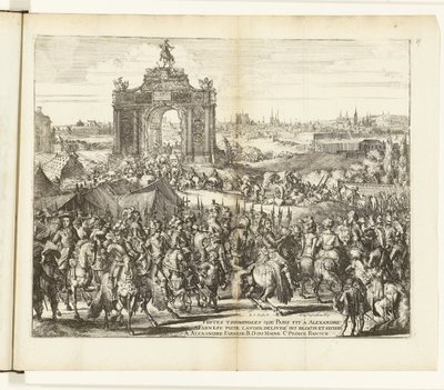 パリのレリーフ後のファルネーゼのお祝いの入場、1590年 Festes triomphales que Paris fit à Alexandre Farnese pour l