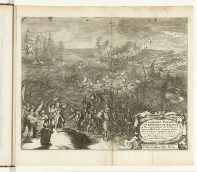 1575年、スペイン兵のダイブランドへの夜行進曲 Admirable Pass[s]age des Espagnols en Zelande (オブジェクトのタイトル) Guerres de Flandres (シリーズタイトル) 作： Romeyn de Hooghe