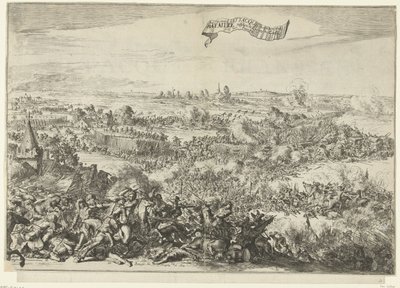 セネフの戦い、1674 非常に激怒したアタックは、ジーリーのリーガーの間でバタイユに変わります。 エンデアフランセン（オブジェクトのタイトル） フランス軍の猛烈な攻撃の説明、連合軍の荷物について：scに変わる 作： Romeyn de Hooghe