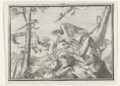 パンフレットのタイトル ページ: De Pluukte Tapoeijer、1702 年 The Picked Tapoeijer (オブジェクトのタイトル) ヨーロッパのエソパス（シリーズタイトル） 作： Romeyn de Hooghe