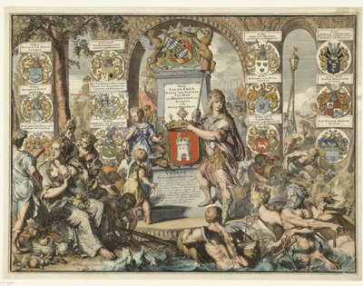 タイトルプリント カールトベック・ファン・フォールン、1701年 1695 年 6 月 7 日、すべての村のフォールン カールト ベック、および干拓地に位置するインデン ランデ ヴァン オースト、エンデ ウェスト フォールン (...) 1695 年 6 月 7 日。 (アイテムのタイトル) 作： Romeyn de Hooghe