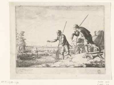 川のほとりにいる 2 人の兵士 作： Romeyn de Hooghe