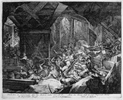 ウィーンプリントサイクル、帝国宮殿下のトルコの鉱山の発見と破壊、1683年 作： Romeyn de Hooghe