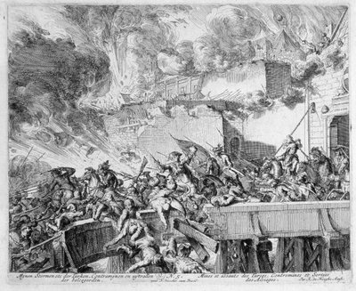 ウィーンプリントサイクル、鉱山と対抗地の爆発、トルコ人襲撃、1683年 作： Romeyn de Hooghe