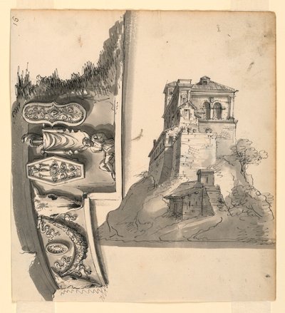 古典様式のフリーズ、丘の上の別荘 作： Romolo Achille Liverani