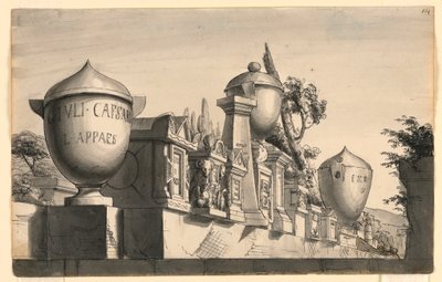 ステージデザイン、古代ローマの墓 作： Romolo Achille Liverani