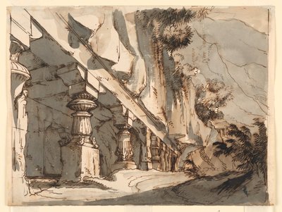 ステージデザイン、洞窟と寺院 作： Romolo Achille Liverani