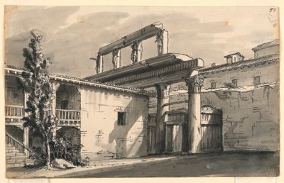 舞台美術、廃墟の中庭 作： Romolo Achille Liverani