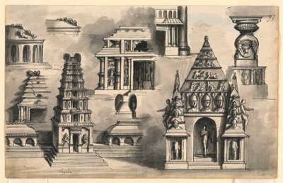 舞台美術、インド寺院詳細 作： Romolo Achille Liverani