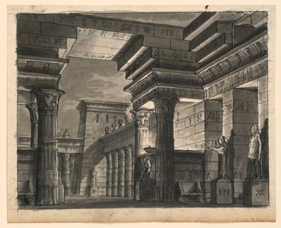舞台デザイン、エジプトの建物 作： Romolo Achille Liverani
