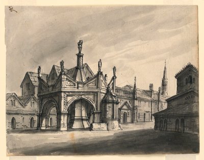 舞台デザイン、ゴシック建築の外観 作： Romolo Achille Liverani