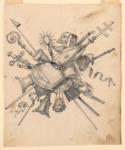 教会のオブジェクトを備えたトロフィー 作： Romolo Achille Liverani